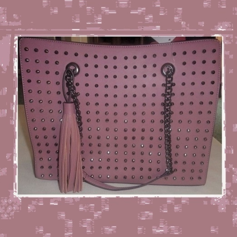 Carlos Santana Mauve Studded Tote Bag
